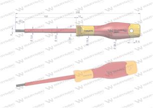 Wkrętak płaski. izolowany 4 x 100 mm. VDE. stal S2, Waryński
