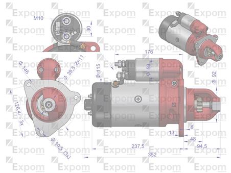 Rozrusznik R10A 300851ER. EX151000 24V 4.8 kW BIZON EXPOM KWIDZYN eu EX-151000EX