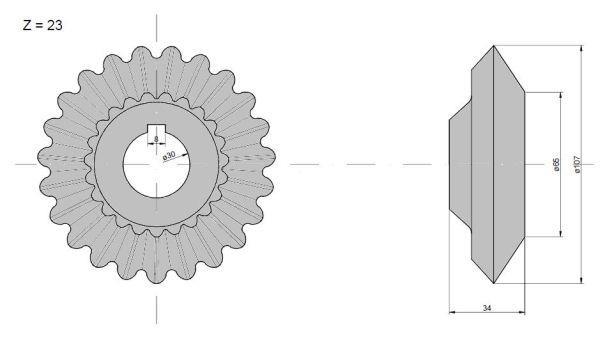 Koło zębate zębatka przekładni wysypu Z-23 Claas