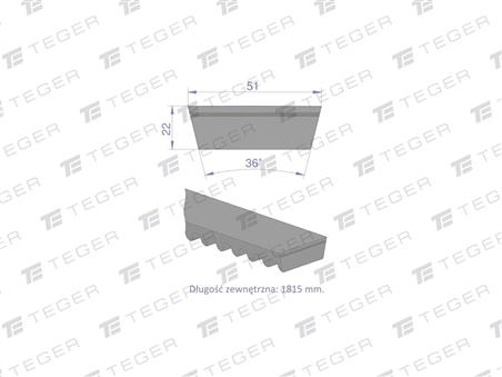 Pas klinowy Hard-Belt (T-702536.0) AP1001200 do CLAAS / DEUTZ-FAHR 702536.0 / 6204313 TEGER