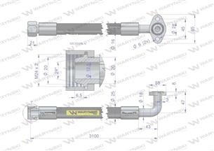 Przewód hydrauliczny 250 bar DN16-2SN kątowa 90 kryza (5050900130 5050900050) długi do Bizon 25.0MPa Waryński