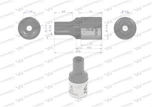Nasadka dwunastokątna 1/4". 4 mm. CrV50BV30. DIN 3124. Waryński