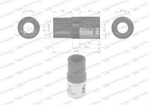 Nasadka dwunastokątna 1/4". 7 mm. CrV50BV30. DIN 3124. Waryński