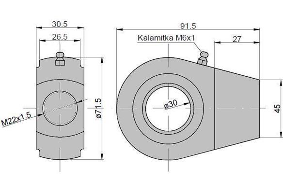 Ucho siłownika łożysko GE-30 KT2*50 (UE2. 50)