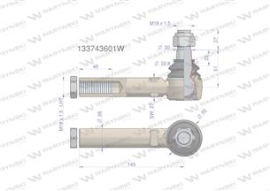 Przegub kierowniczy 143mm - 18x1,5L 133743601 WARYŃSKI