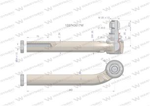 Przegub kierowniczy prawy 280mm- M24x1,5 133743617 WARYŃSKI