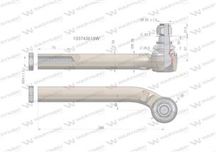 Przegub kierowniczy lewy 280mm- M24x1,5 133743619 WARYŃSKI