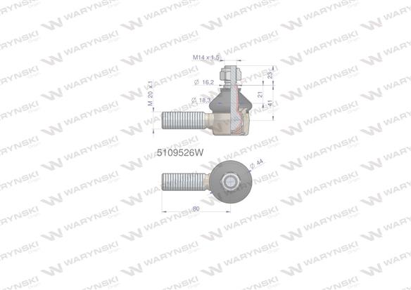 Przegub kierowniczy 80mm- M20x1 5109526 WARYŃSKI