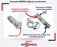 Sworzeń mocowania wspornika haka dolnego ZTS, Ursus C-385 hartowany MORGA 83453002M