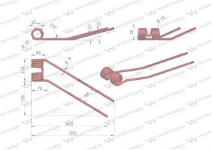 Palec przetrząsarka zastosowanie Deutz Fahr Pottinger 06229776 Waryński