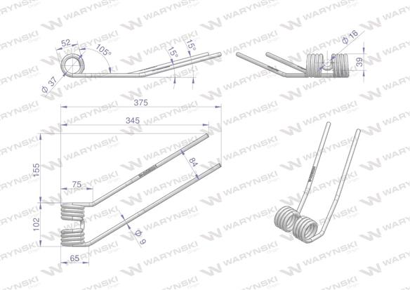 Palec przetrząsarka zastosowanie Deutz Fahr Pottinger 06580391 Waryński