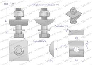 Mocowanie palca kpl. (starszy model do 1985) śruba M12 zastosowanie Deutz Fahr Waryński