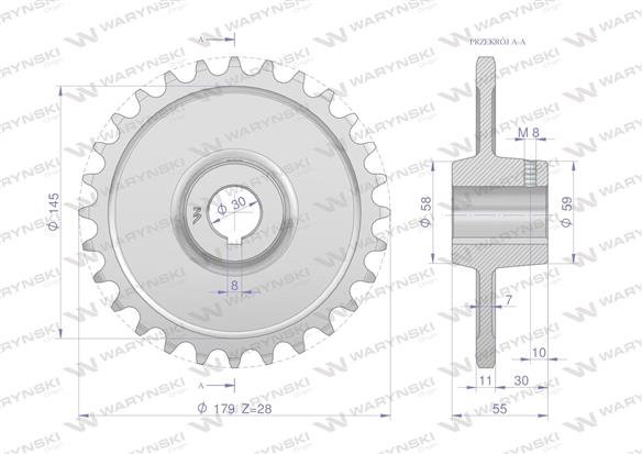 Koło łańcuchowe stalowe hartowane Z-28 3/4" fi-30 Rozrzutnik 2213050060 WARYŃSKI