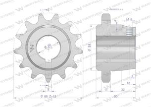 Koło łańcuchowe stalowe hartowane Z-13 3/4" fi-30 z piastą tuleją Rozrzutnik 2219060080 WARYŃSKI