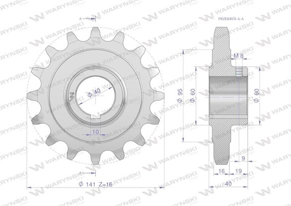 Koło łańcuchowe stalowe hartowane Z-16 1" fi-40 Rozrzutnik 2208050043 WARYŃSKI