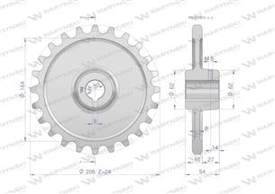 Koło łańcuchowe stalowe hartowane Z-24 1" fi-30 Rozrzutnik 2219250031 WARYŃSKI