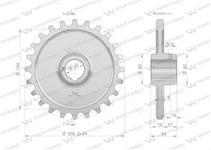 Koło łańcuchowe stalowe hartowane Z-24 1" fi-40 Rozrzutnik WARYŃSKI