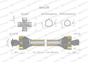 Wał przegubowo-teleskopowy 1010-1580mm 270Nm 32X38 Z8 rosyjski 40270 CE seria 2R WARYŃSKI