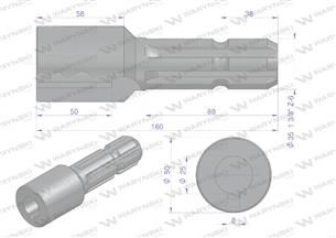 Redukcja adapter na wpust otwór wew. Q 25 mm na wałek 1 3/8" 6 wpustów WARYŃSKI