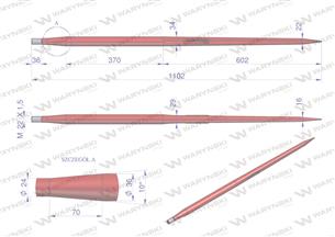 Ząb ładowacza uniwersalny czerwony prosty L- 1100 mm zastosowanie 5193-RT1 Tur WARYŃSKI W9132-1000P