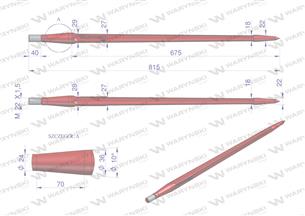 Ząb ładowacza uniwersalny czerwony prosty L- 810 mm zastosowanie 5193-FT1N Tur WARYŃSKI W9132-810P