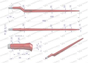 Ząb ładowacza uniwersalny czerwony Z L- 880 mm zastosowanie 5193-FT88N Tur WARYŃSKI W9132-880W