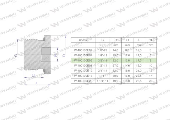 Korek hydrauliczny calowy (na imbus) 3/8" BSP ED Waryński ( sprzedawane po 10 )-168966