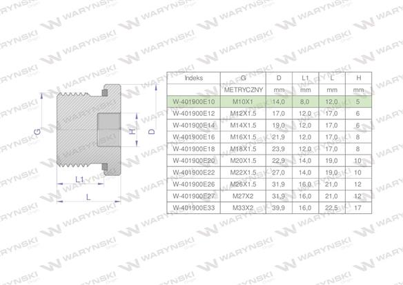 Korek hydrauliczny metryczny (na imbus) M10x1 ED Waryński ( sprzedawane po 10 )-168993