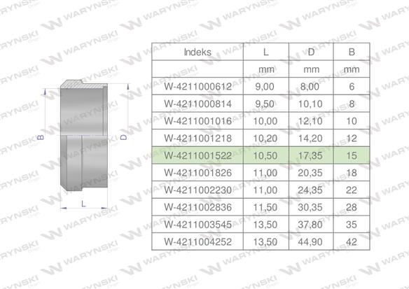 Pierścień zacinający hydrauliczny (DPR15L) 15L Waryński ( sprzedawane po 20 )-169184