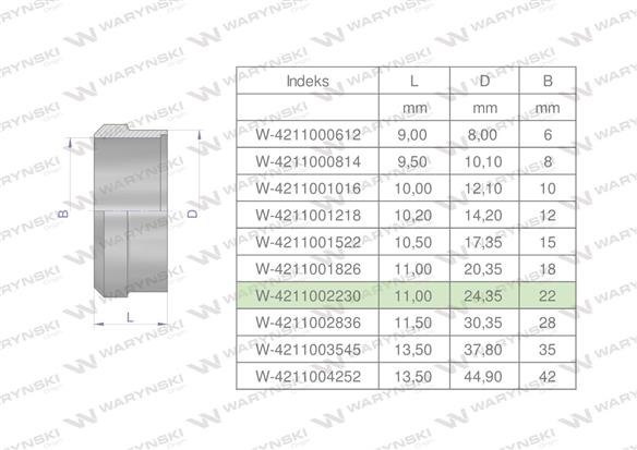 Pierścień zacinający hydrauliczny (DPR22L) 22L Waryński ( sprzedawane po 10 )-169165