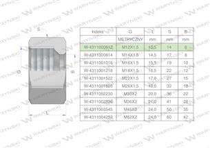 Nakrętka hydrauliczna metryczna (M06L) M12x1.5 06L Waryński ( sprzedawane po 20 )-169134