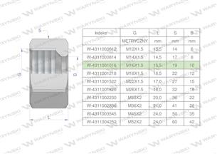 Nakrętka hydrauliczna metryczna (M10L) M16x1.5 10L Waryński ( sprzedawane po 20 )