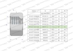 Nakrętka hydrauliczna metryczna (M15L) M22x1.5 15L Waryński ( sprzedawane po 20 )-169095