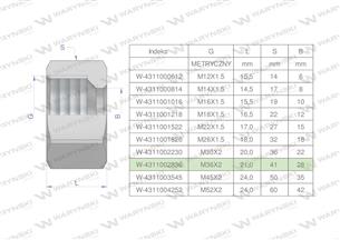 Nakrętka hydrauliczna metryczna (M28L) M36x2 28L Waryński ( sprzedawane po 5 )-169116