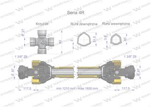 Wał przegubowo-teleskopowy 1210-1650mm 540Nm CE 2020 seria 4R Waryński