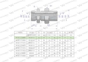 Złączka hydrauliczna metryczna grodziowa BB M12x1.5 06L z przeciwnakrętką (XSV) Waryński ( sprzedawane po 2 )-168657