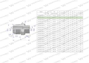 Przyłączka hydrauliczna BB 7/16"UNF (JIC) x M12x1.5 (XGE) Waryński ( sprzedawane po 2 )-170314