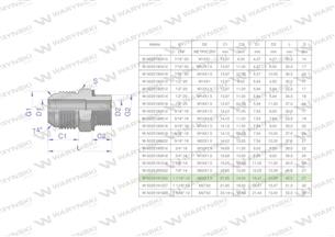 Przyłączka hydrauliczna BB 1 1/16"UNF (JIC) x M22x1.5 (XGE) Waryński ( sprzedawane po 2 )-170401