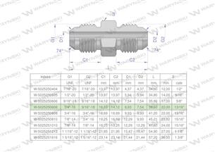 Złączka hydrauliczna redukcyjna calowa BB 9/16" x 3/4" UNF (JIC) Waryński ( sprzedawane po 2 )-170582