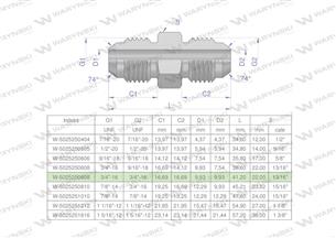 Złączka hydrauliczna calowa BB 3/4" UNF (JIC) Waryński ( sprzedawane po 2 )-169908
