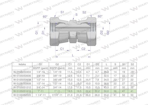 Złączka hydrauliczna calowa AA 1" BSP Waryński