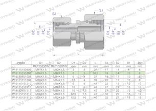 Złączka hydrauliczna metryczna AA M16x1.5 10L x M12x1.5 06L Waryński ( sprzedawane po 2 )-173357