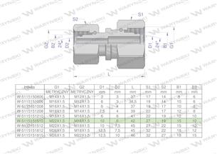 Złączka hydrauliczna metryczna AA M22x1.5 15L x M16x1.5 10L Waryński ( sprzedawane po 5 )-173349