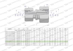 Złączka hydrauliczna metryczna AA M22x1.5 15L x M18x1.5 12L Waryński ( sprzedawane po 5 )-173347