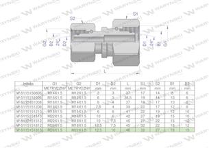 Złączka hydrauliczna metryczna AA M26x1.5 18L x M22x1.5 15L Waryński-173343