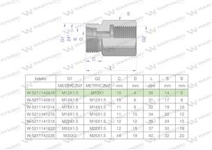 Tulejka różnicowa hydrauliczna metryczna AB M12x1.5 06L GZ x M10x1 GW Waryński ( sprzedawane po 2 )-169340