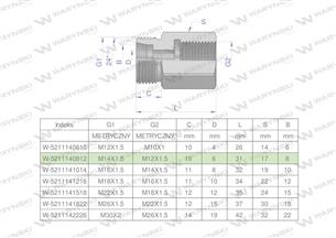 Tulejka różnicowa hydrauliczna metryczna AB M14x1.5 08L GZ x M12x1.5 GW Waryński ( sprzedawane po 2 )-169345