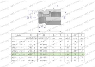 Tulejka różnicowa hydrauliczna metryczna AB M22x1.5 15L GZ x M18x1.5 GW Waryński ( sprzedawane po 2 )-169360