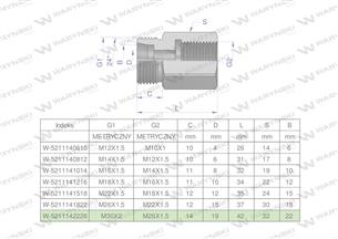 Tulejka różnicowa hydrauliczna metryczna AB 30x2 22L GZ x M26x1.5 GW Waryński-169370