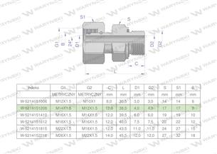 Przyłączka hydrauliczna metryczna AB (EVGE) M14x1.5 08L x M12x1.5 ED Waryński ( sprzedawane po 2 )-168870